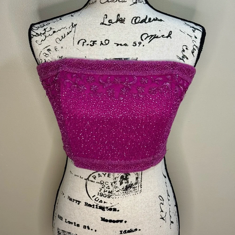 Pink Beaded Bustier Top by Emma Black - Picture 9 of 12